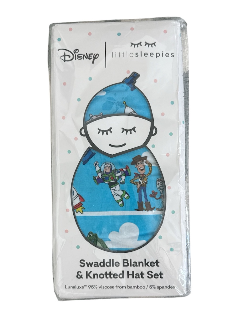 Disney Toy Story Blue Swaddle Blanket & Knotted Hat Set